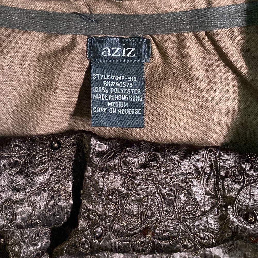 Aziz Knee Length Brown Skirt With Ribbon & Lace Design Size M - Picture 7 of 8